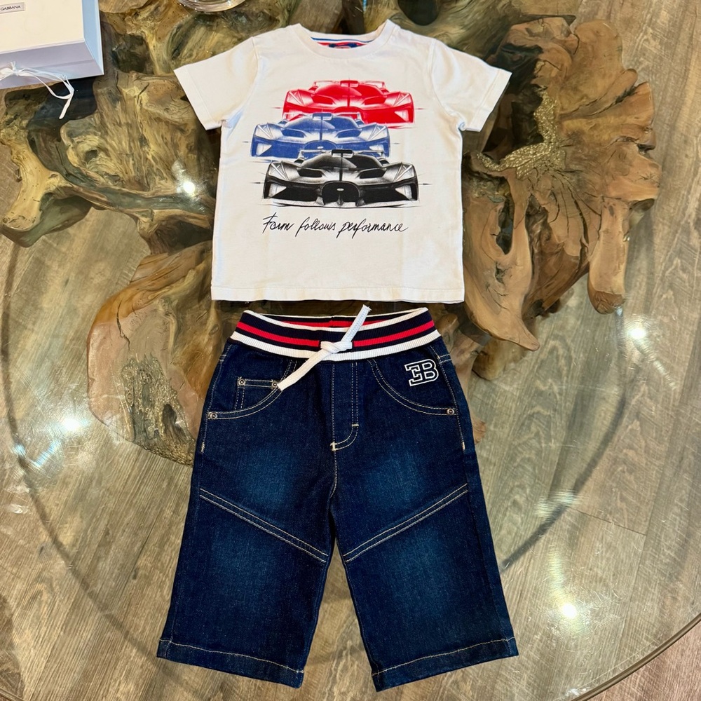 Bugatti Kids Racing Car T-Shirt and Denim Shorts Set